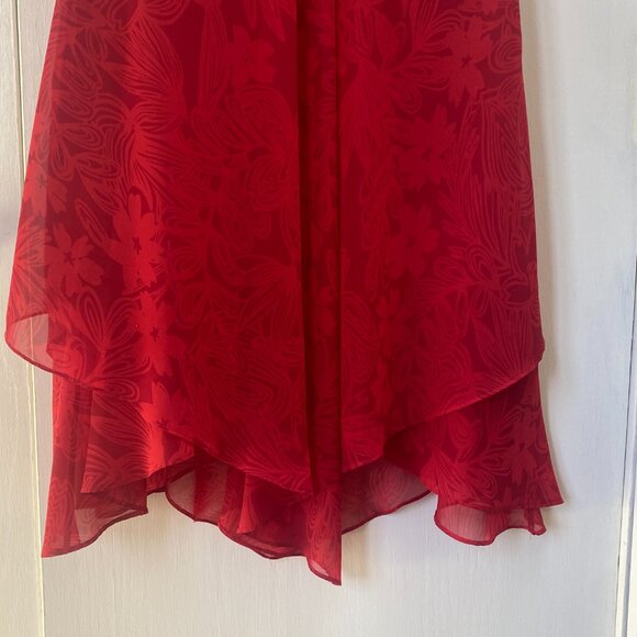 Liz Claiborne Chiffon V-Neck Layered Hem Red Dress Size 10 - Picture 5 of 7